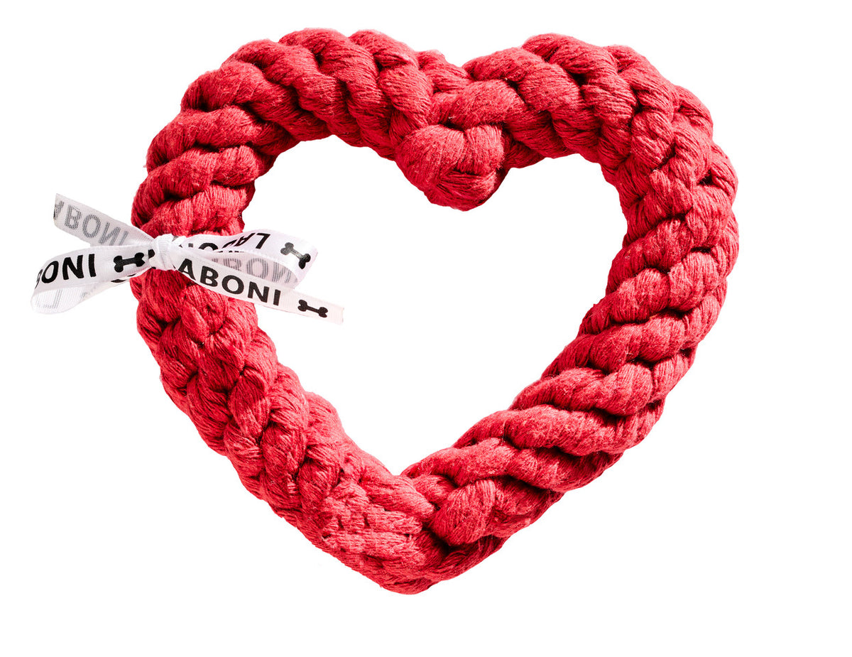 LABONI Heart ❤️ – Handgeknüpftes Hundespielzeug aus Baumwolle