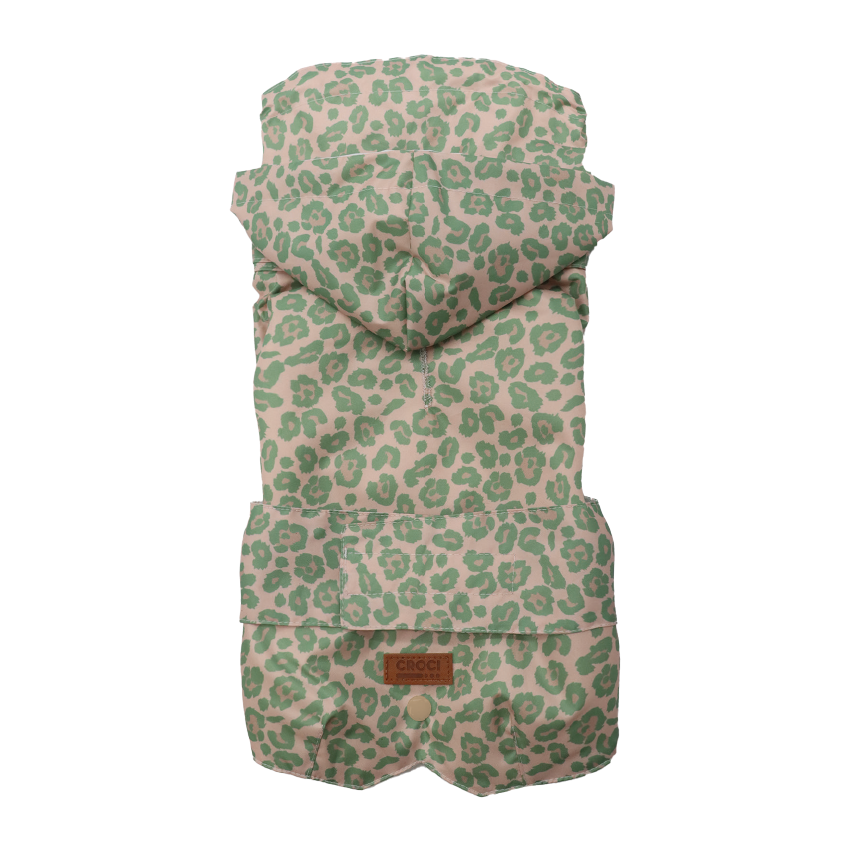 Grüne Leoparden-Regenjacke für Hunde aus Acryl