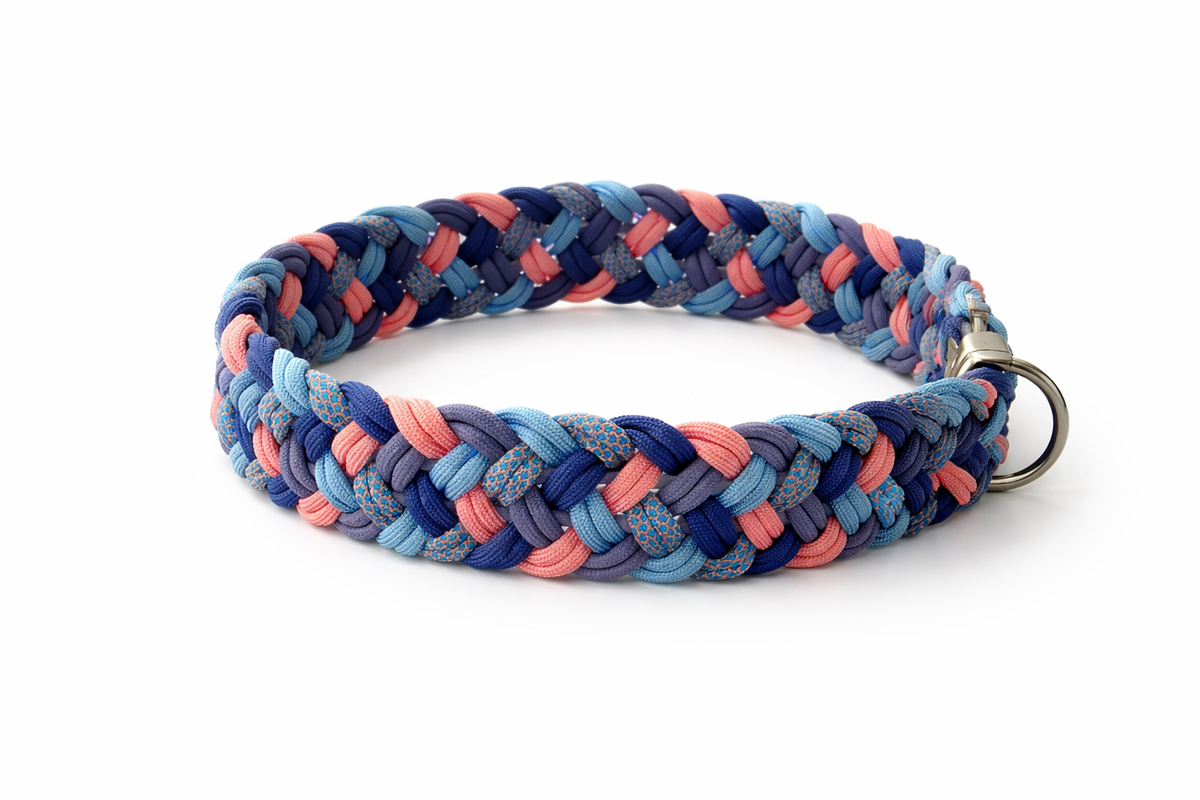 Handgemachtes Paracord-Hundehalsband Bubblegum