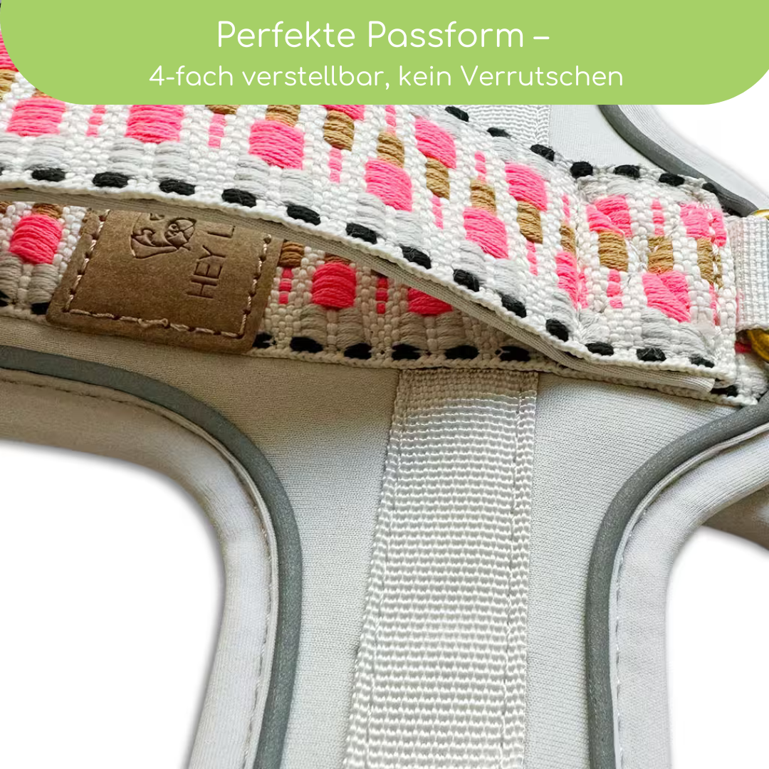 Hundegeschirr Pink/Beige – Verstellbar – Kollektion Très Chic