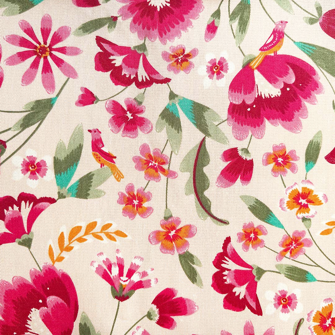 Handgemachtes Blumen - Halsband – Baumwolle & Wildleder, Made in France - Pfotenlieblinge