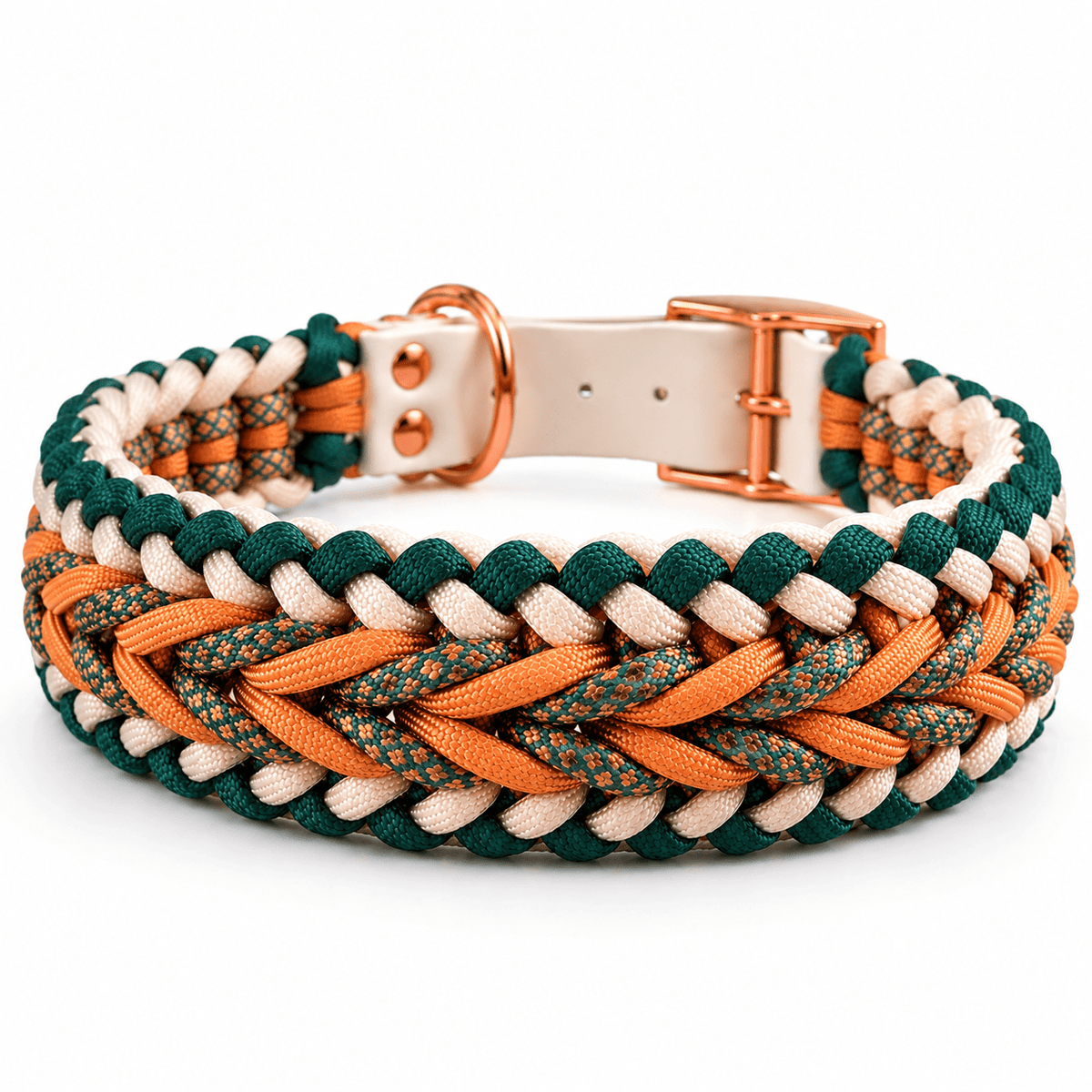 Handgemachtes Paracord-Hundehalsband "Amber Forest" - Flokido