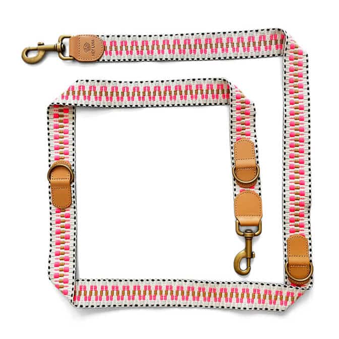Hey Lana Führleine – Pink/Beige – verstellbar & handgemacht - Pfotenlieblinge