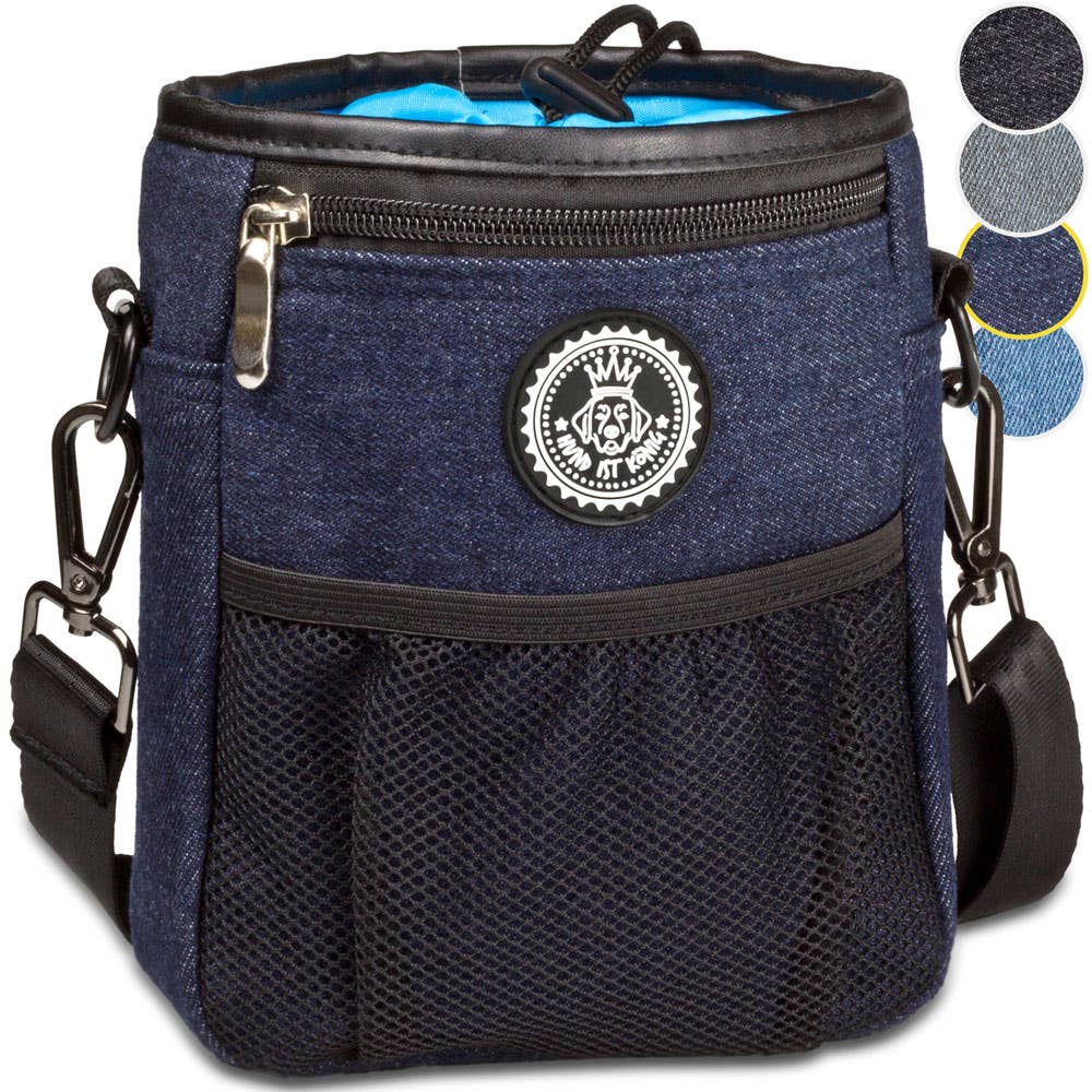 HUND IST KÖNIG® Premium Leckerlibeutel für Hunde: Blau 18 x 16 x 6 cm - Pfotenlieblinge