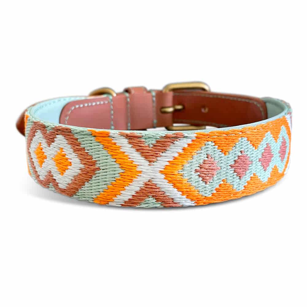 Hundehalsband – Mint/Orange – Kollektion Très Chic Hey Lana - Pfotenlieblinge