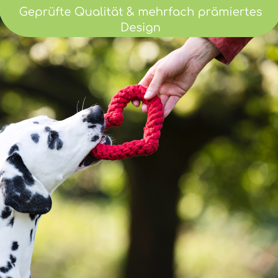 LABONI Heart ❤️ – Handgeknüpftes Hundespielzeug aus Baumwolle