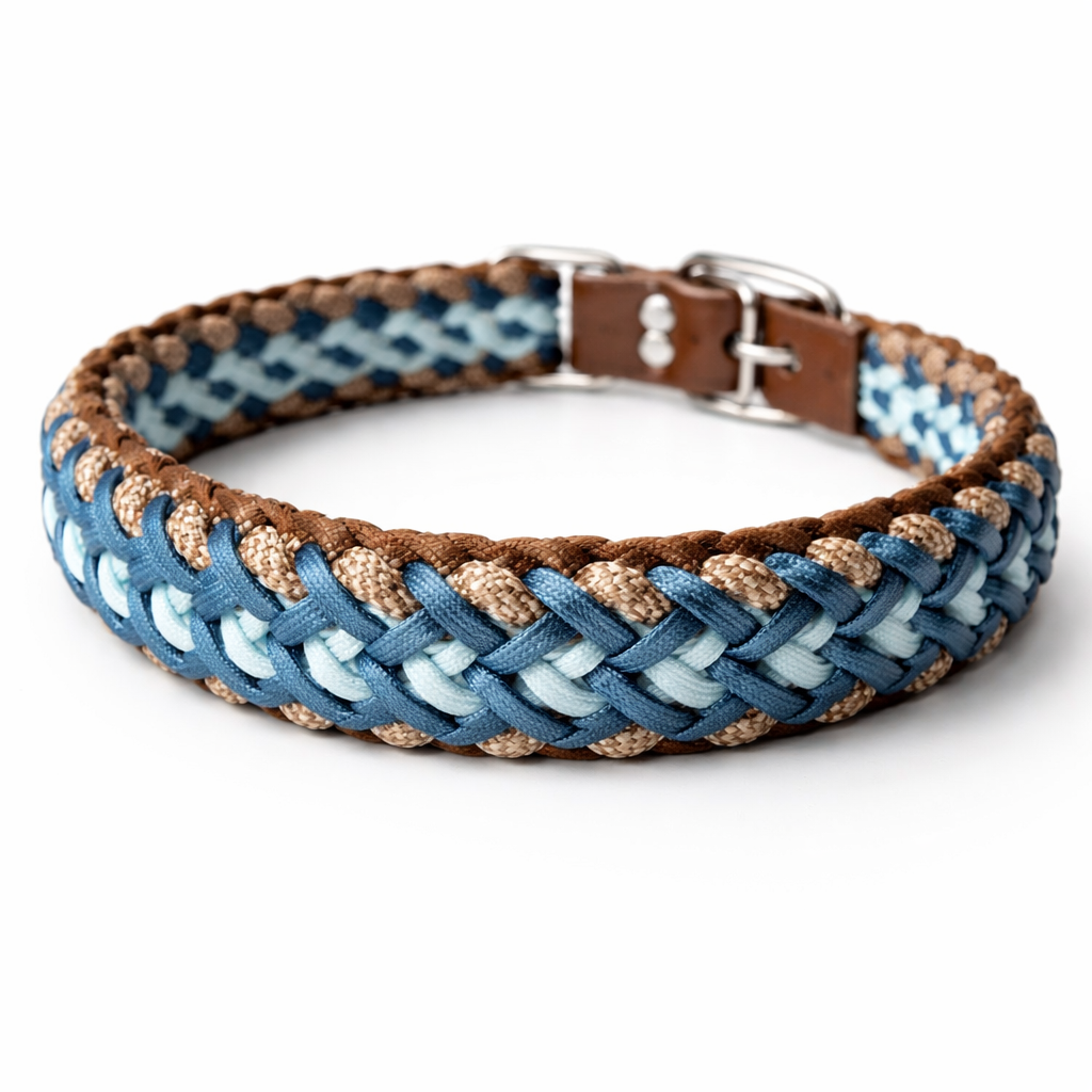 Handgemachtes Paracord-Hundehalsband „Ocean Mocha“