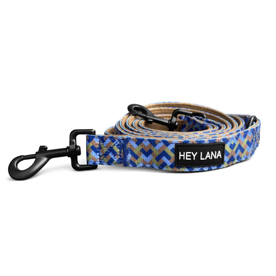 Gepolsterte Multifunktionsleine – Mocca/Blau | 230 cm - Pfotenlieblinge