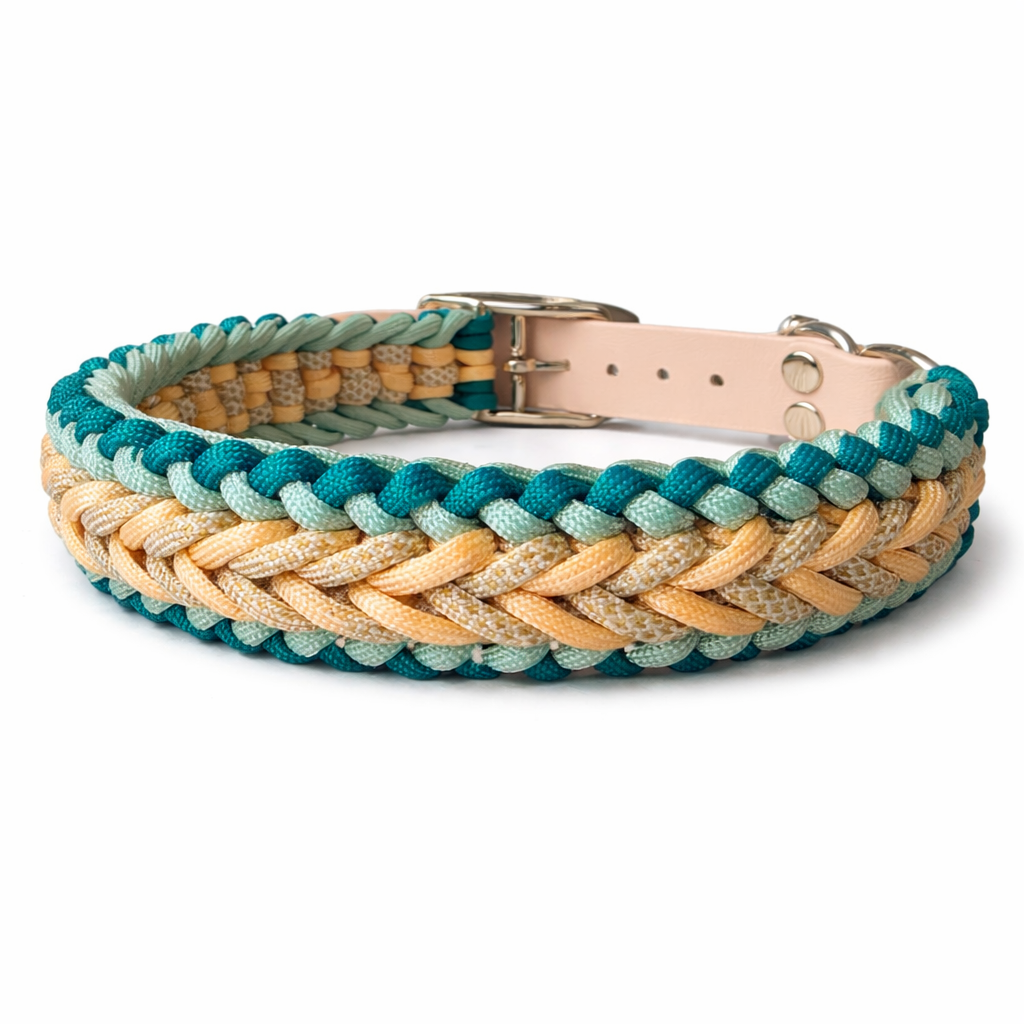 Handgemachtes Paracord-Hundehalsband "Seagrass"