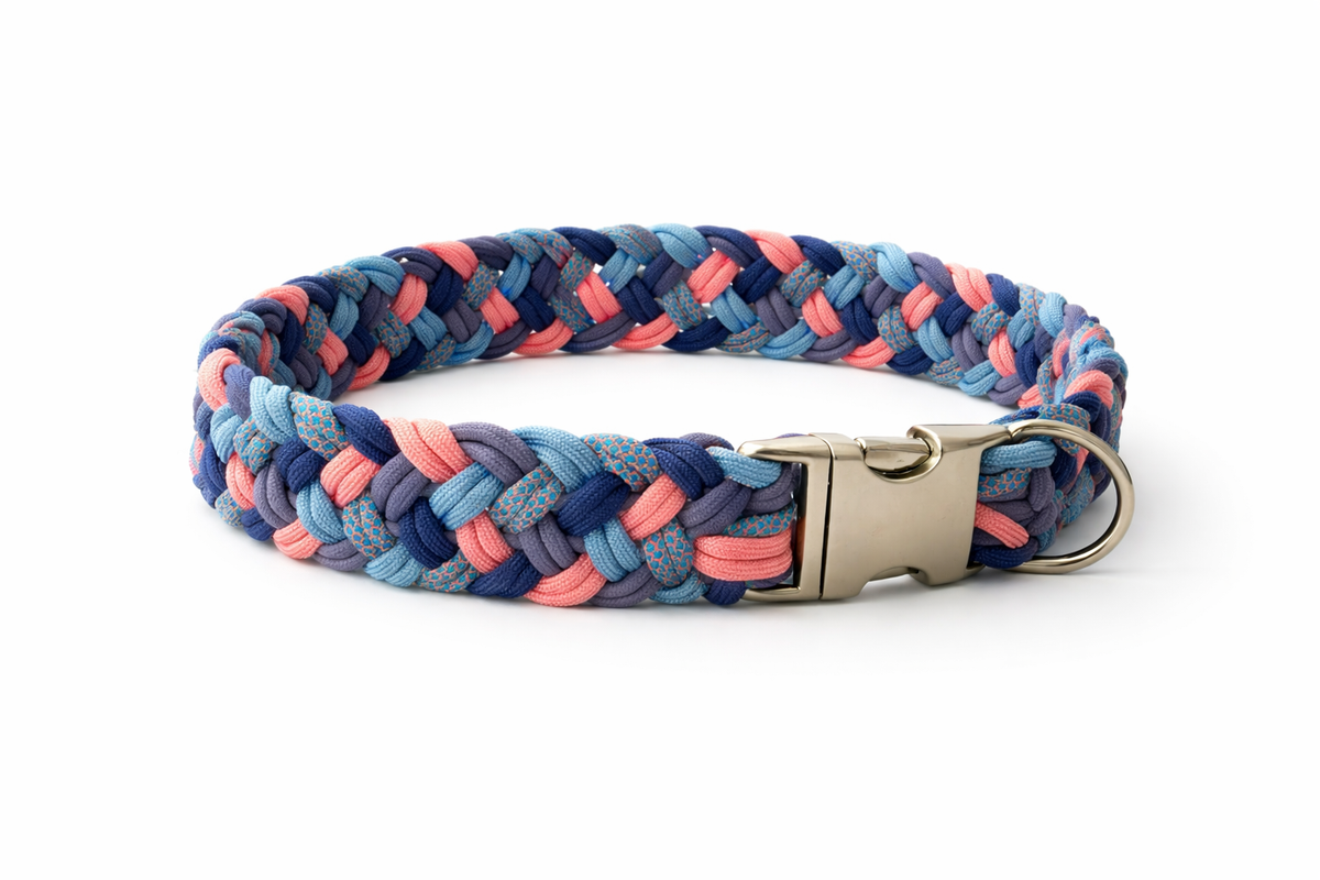 Handgemachtes Paracord-Hundehalsband Bubblegum