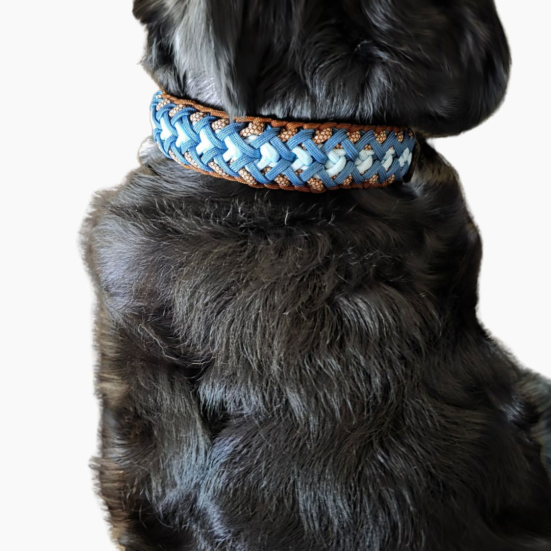 Handgemachtes Paracord-Hundehalsband „Ocean Mocha“