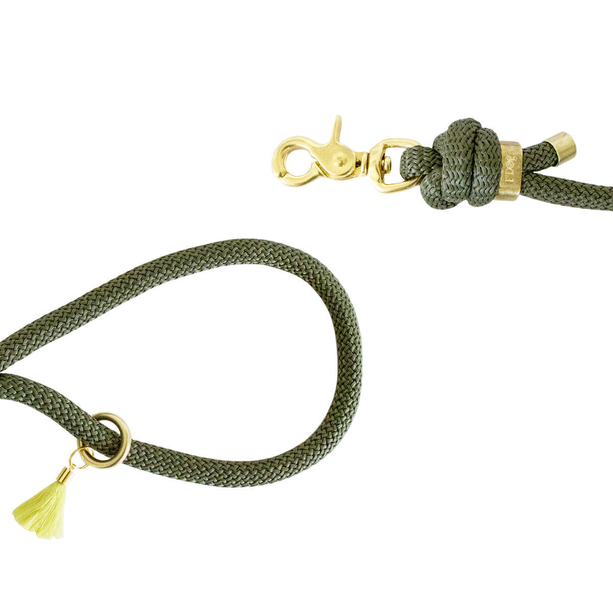 Handfreie Schulterleine Khaki – Paracord, handgemacht in Frankreich
