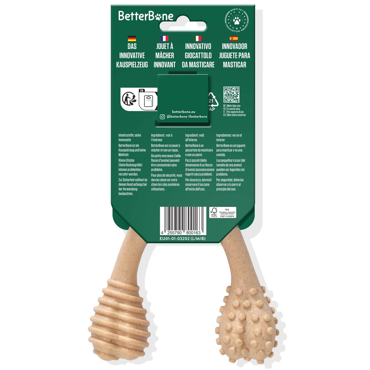BetterBone Hunde Kauspielzeug Kauknochen - Large Medium Beef - Pfotenlieblinge