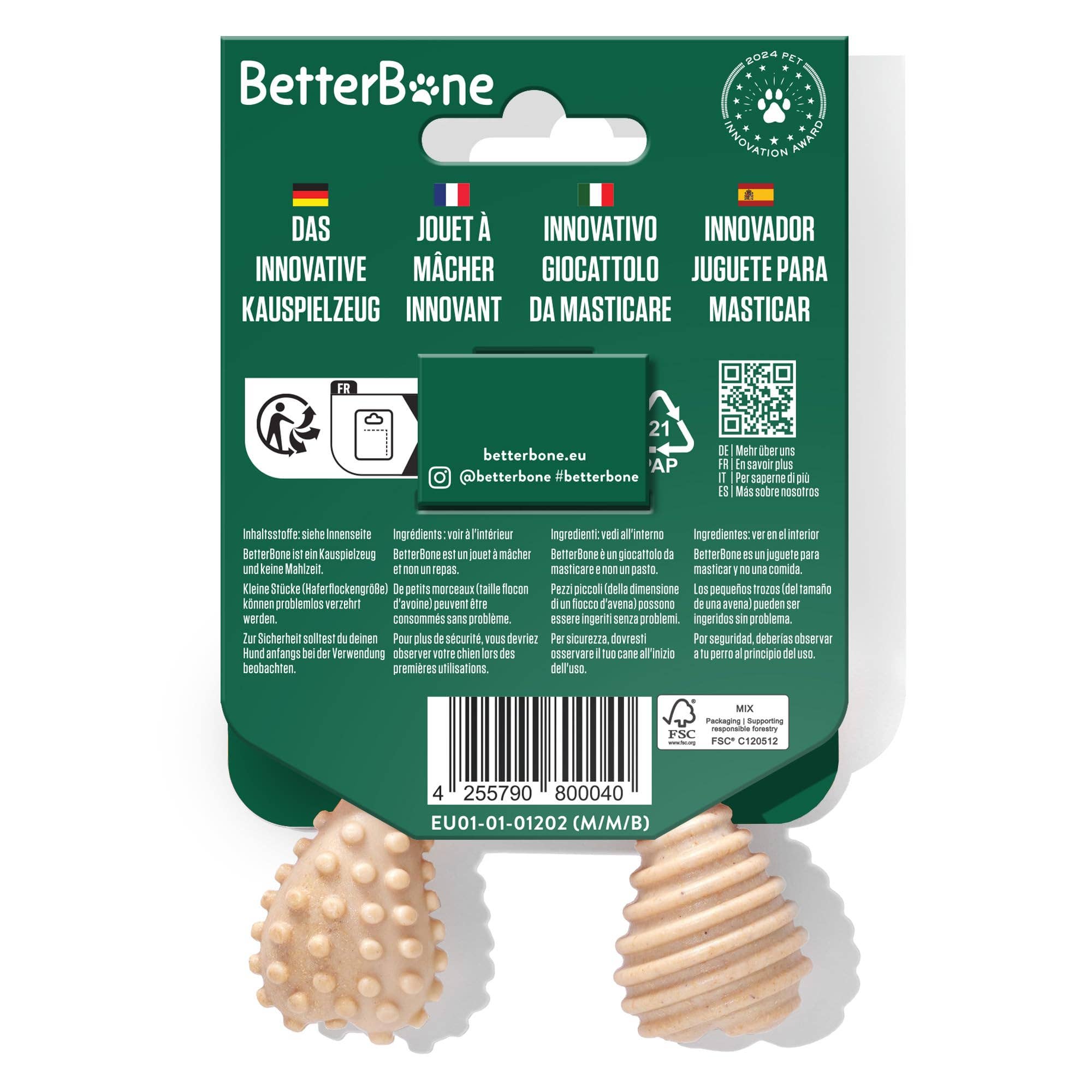 BetterBone Hunde Kauspielzeug Kauknochen - Mini Medium Beef - Pfotenlieblinge