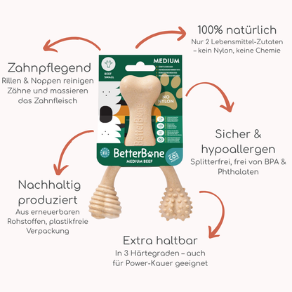 BetterBone Hundeknochen – Nachhaltig, Zahnfreundlich &amp; Langlebiges Kauspielzeug