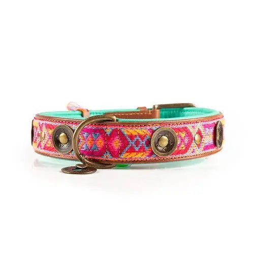 Boho Rosa Hundehalsband aus Leder – Einzigartig &amp; Handgefertigt - Pfotenlieblinge