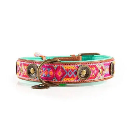 Boho Rosa Hundehalsband aus Leder – Einzigartig &amp; Handgefertigt - Pfotenlieblinge