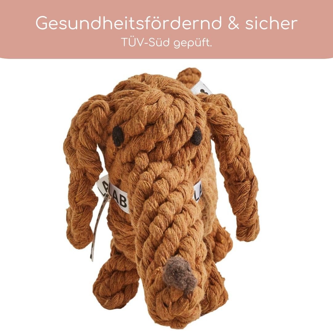 Diego Dackel – Handgefertigtes Kauspielzeug aus Baumwolle für Hunde - Flokido