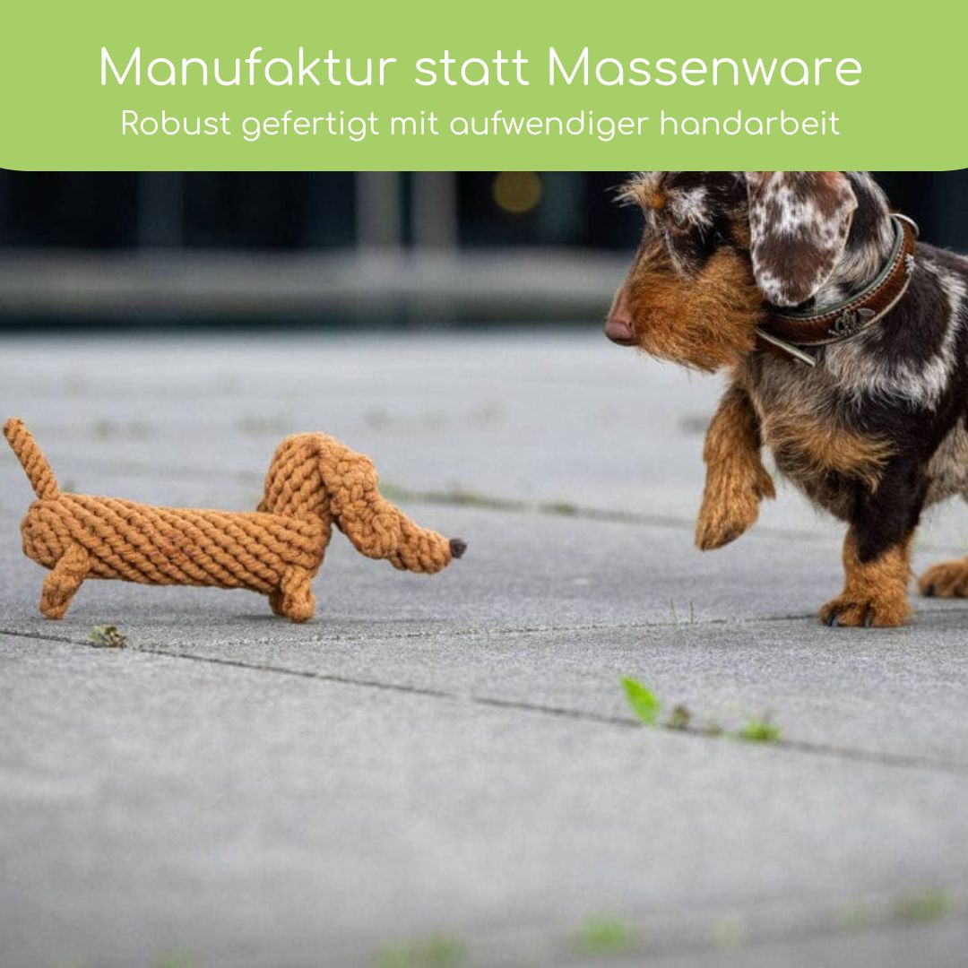 Diego Dackel – Handgefertigtes Kauspielzeug aus Baumwolle für Hunde - Flokido