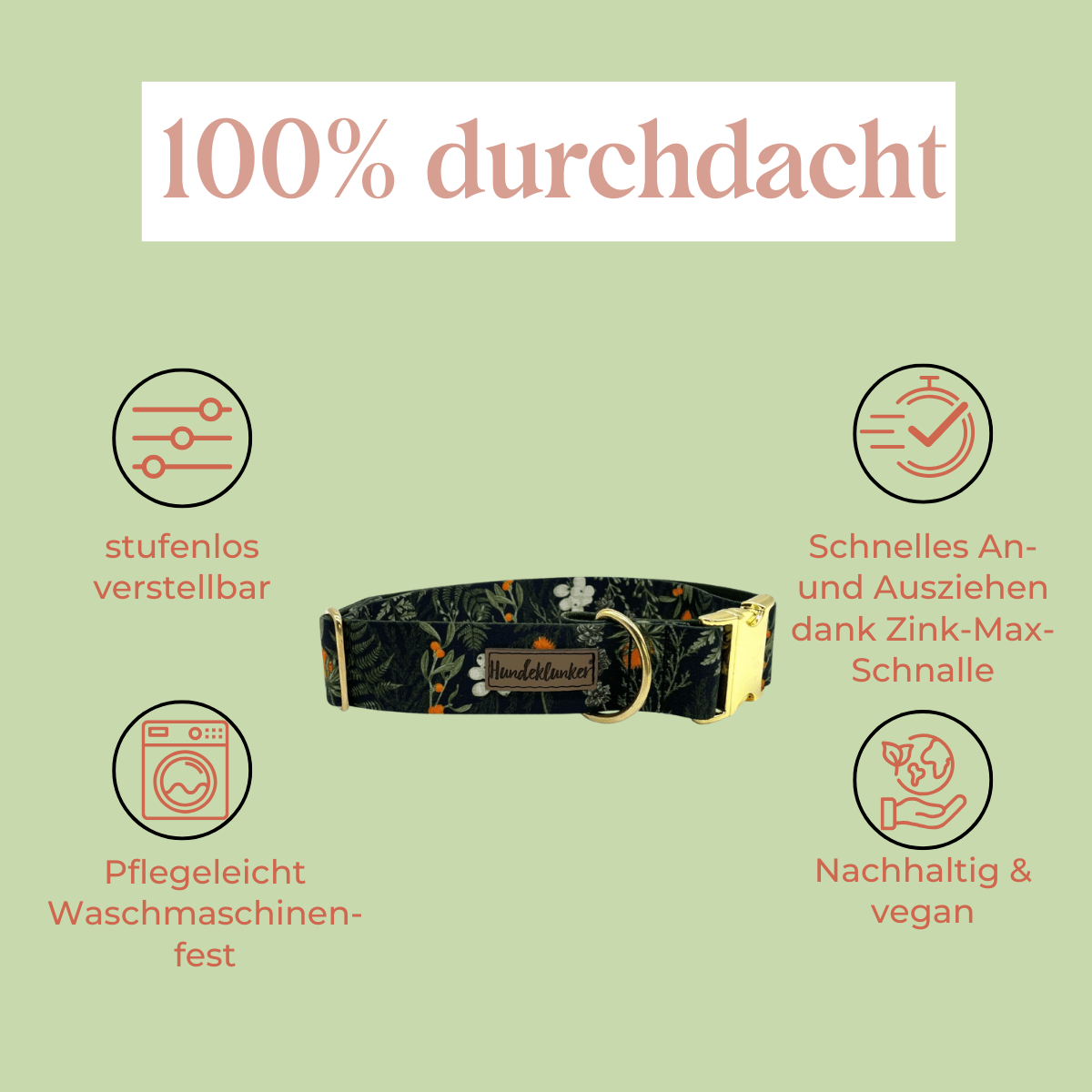 Forest Walkies Set – Nachhaltige Leine &amp; Halsband aus rPet &amp; Kaktusleder, handgemacht - Pfotenlieblinge