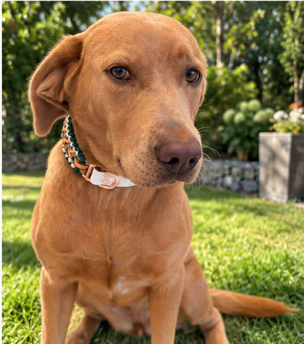 Handgemachtes Paracord-Hundehalsband "Amber Forest" - Flokido