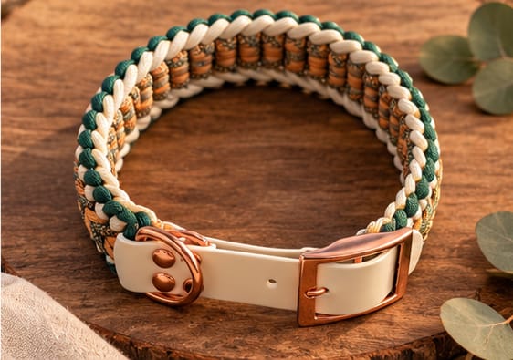 Handgemachtes Paracord-Hundehalsband "Amber Forest" - Flokido