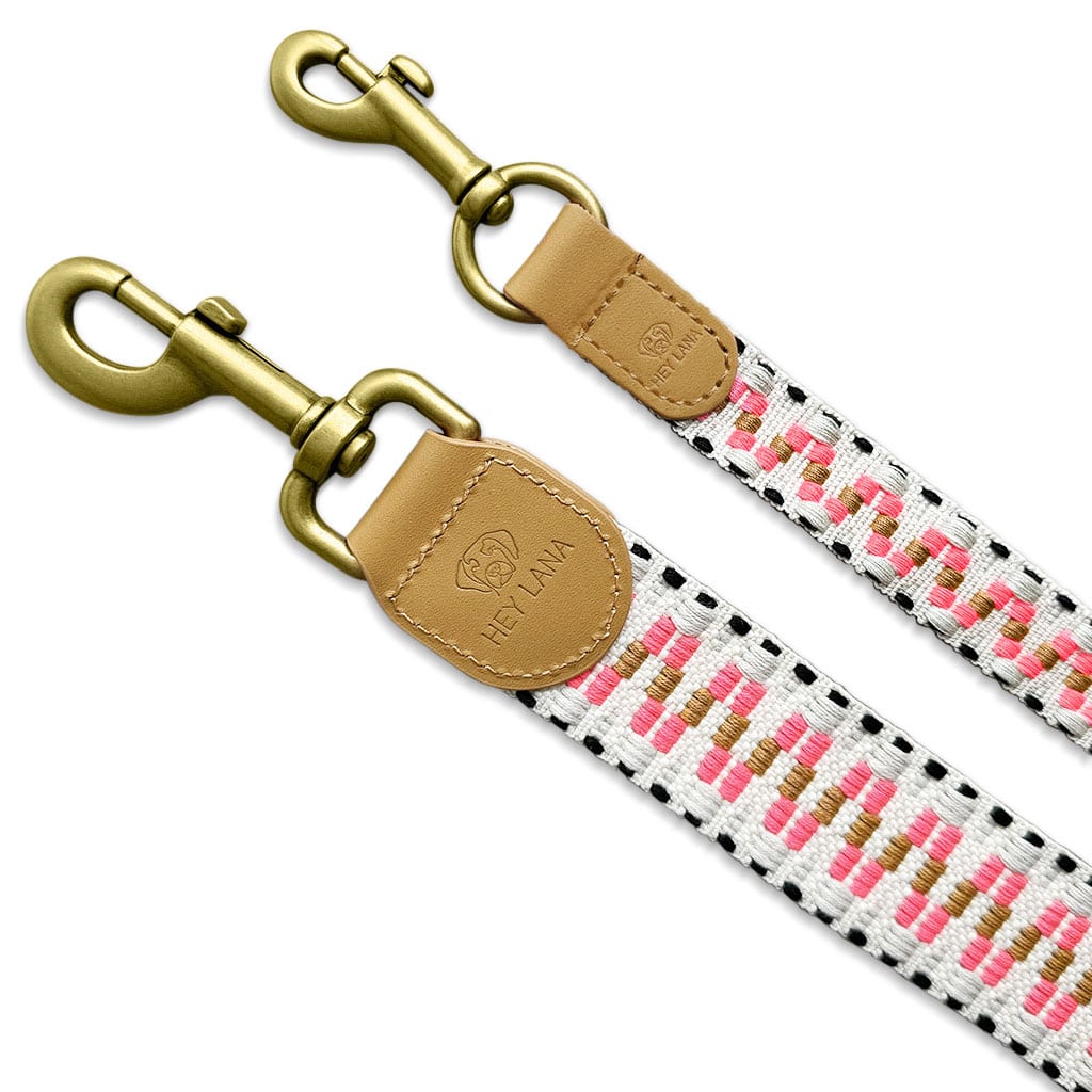 Hey Lana Führleine – Pink/Beige – verstellbar &amp; handgemacht - Pfotenlieblinge