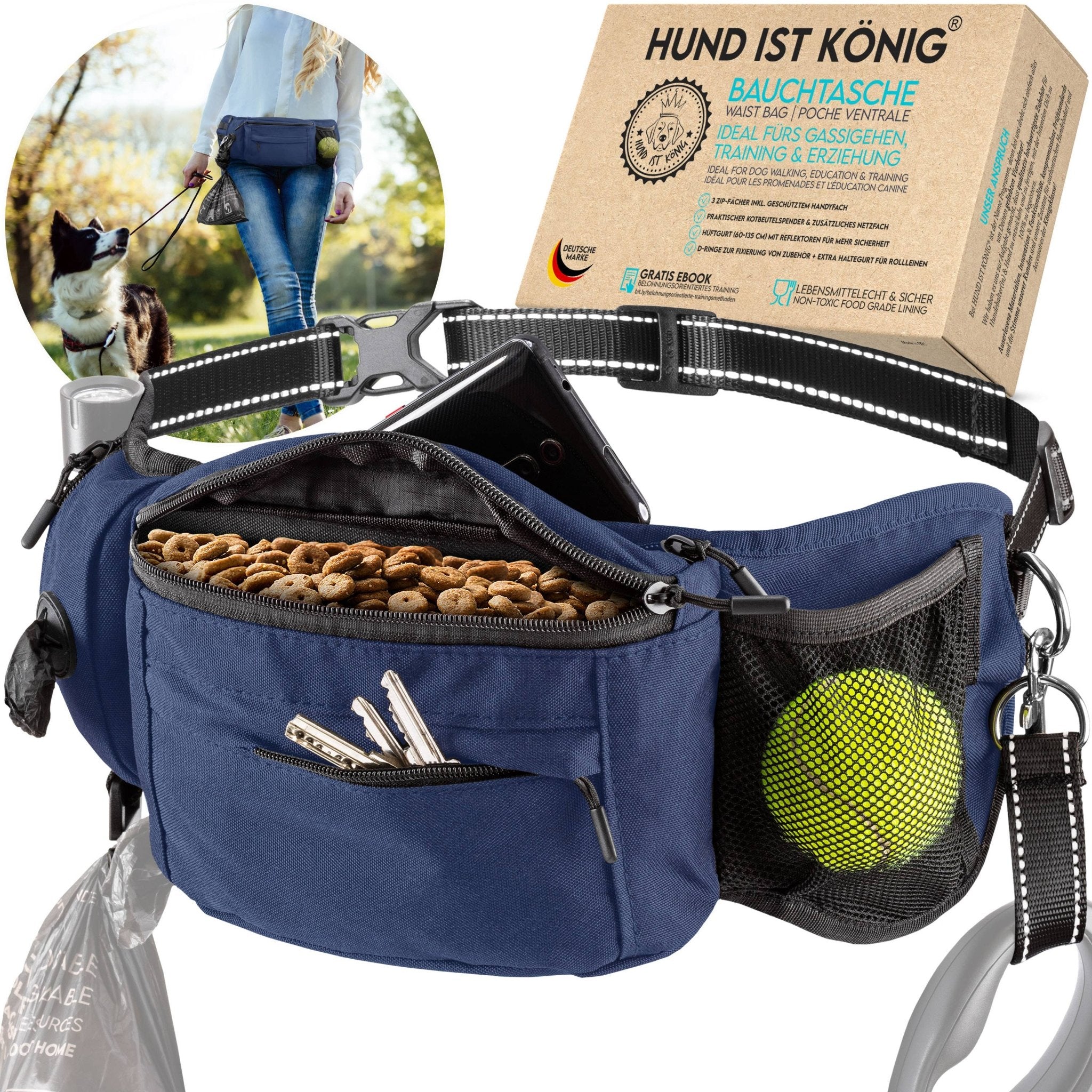 HUND IST KÖNIG® – Bauchtasche &amp; Futterbeutel in einem - Pfotenlieblinge