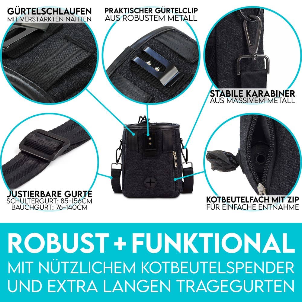 HUND IST KÖNIG® Premium Leckerlibeutel für Hunde: Blau 18 x 16 x 6 cm - Pfotenlieblinge