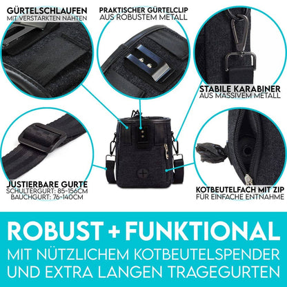 HUND IST KÖNIG® Premium Leckerlibeutel für Hunde: Blau 18 x 16 x 6 cm - Pfotenlieblinge