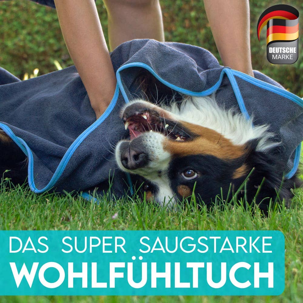 Mikrofaser Hundehandtuch – saugstark, weich &amp; schnell trocken - Flokido