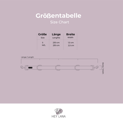 Gepolsterte Multifunktionsleine – Mocca/Blau | 230 cm - Pfotenlieblinge