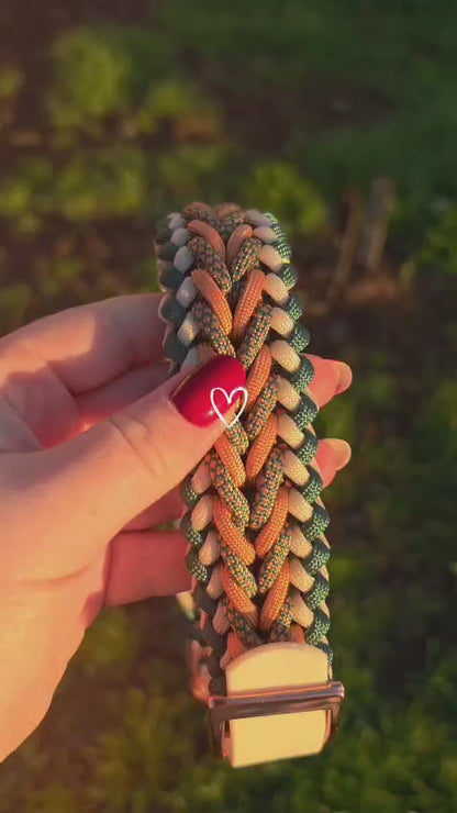 Handgemachtes Paracord-Hundehalsband "Amber Forest"