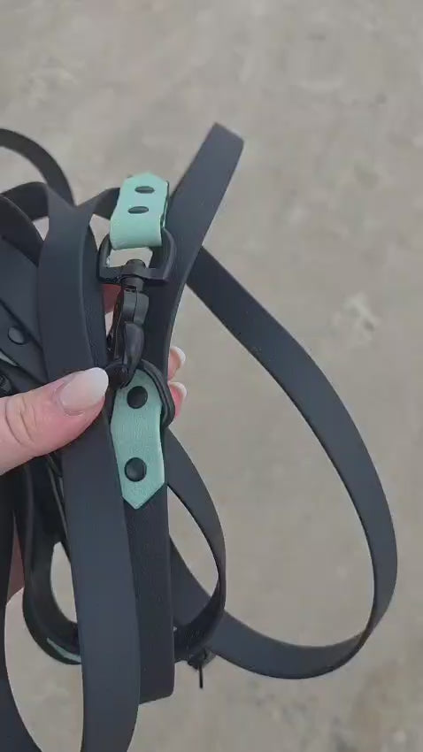 Outdoor FLEX Führgeschirr – 5-fach verstellbar mit Haltegriff (Schwarz/Mint)