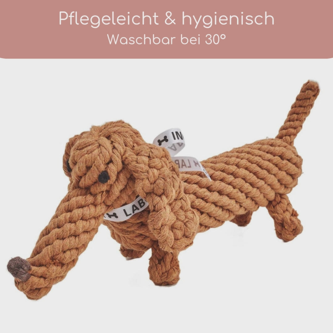 Diego Dackel – Handgefertigtes Kauspielzeug aus Baumwolle für Hunde