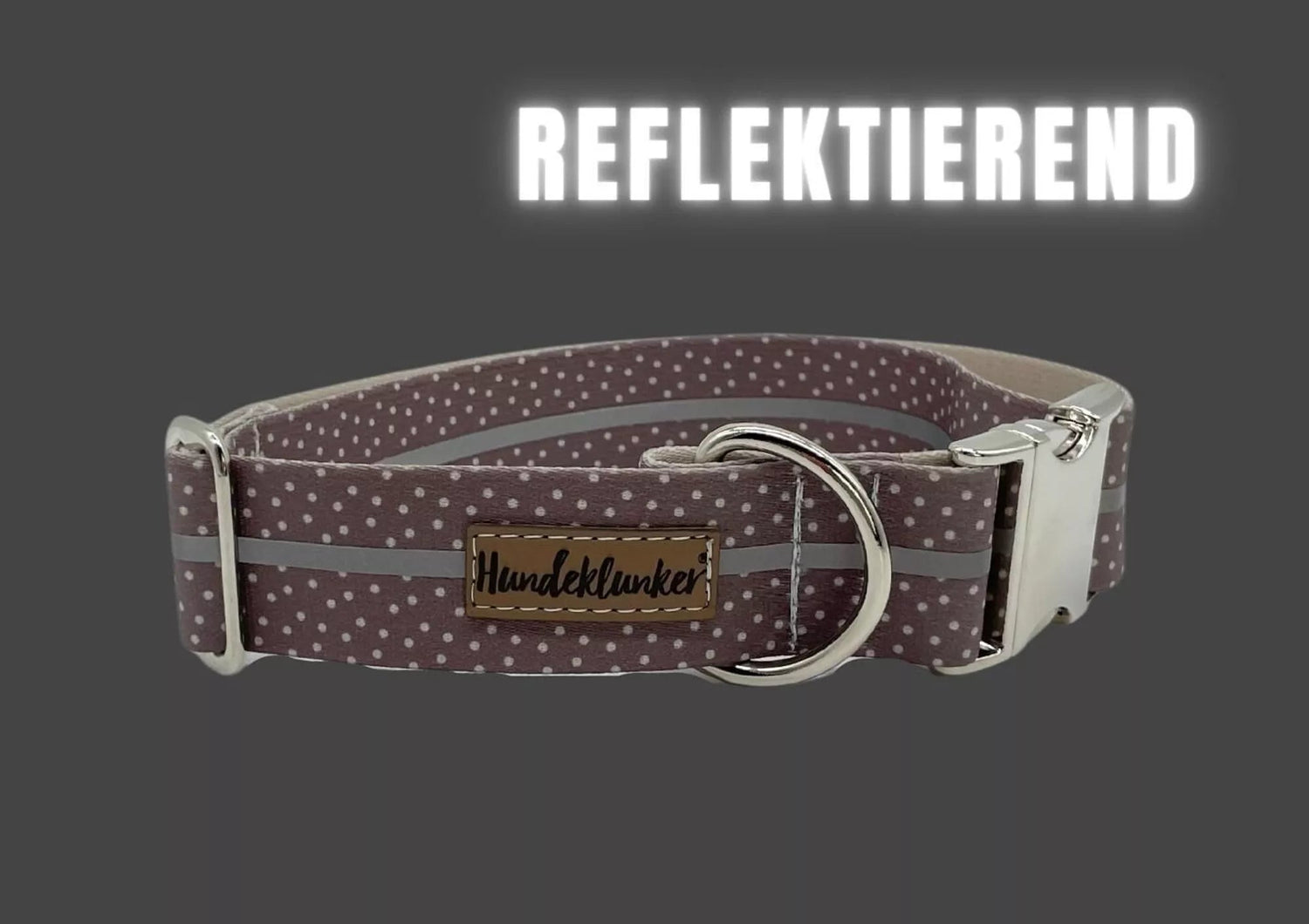 Reflektor - Halsband Cappuccino – vegan &amp; handgemacht - Pfotenlieblinge