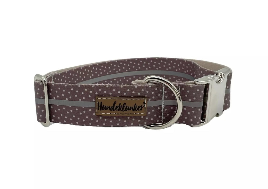 Reflektor - Halsband Cappuccino – vegan &amp; handgemacht - Pfotenlieblinge