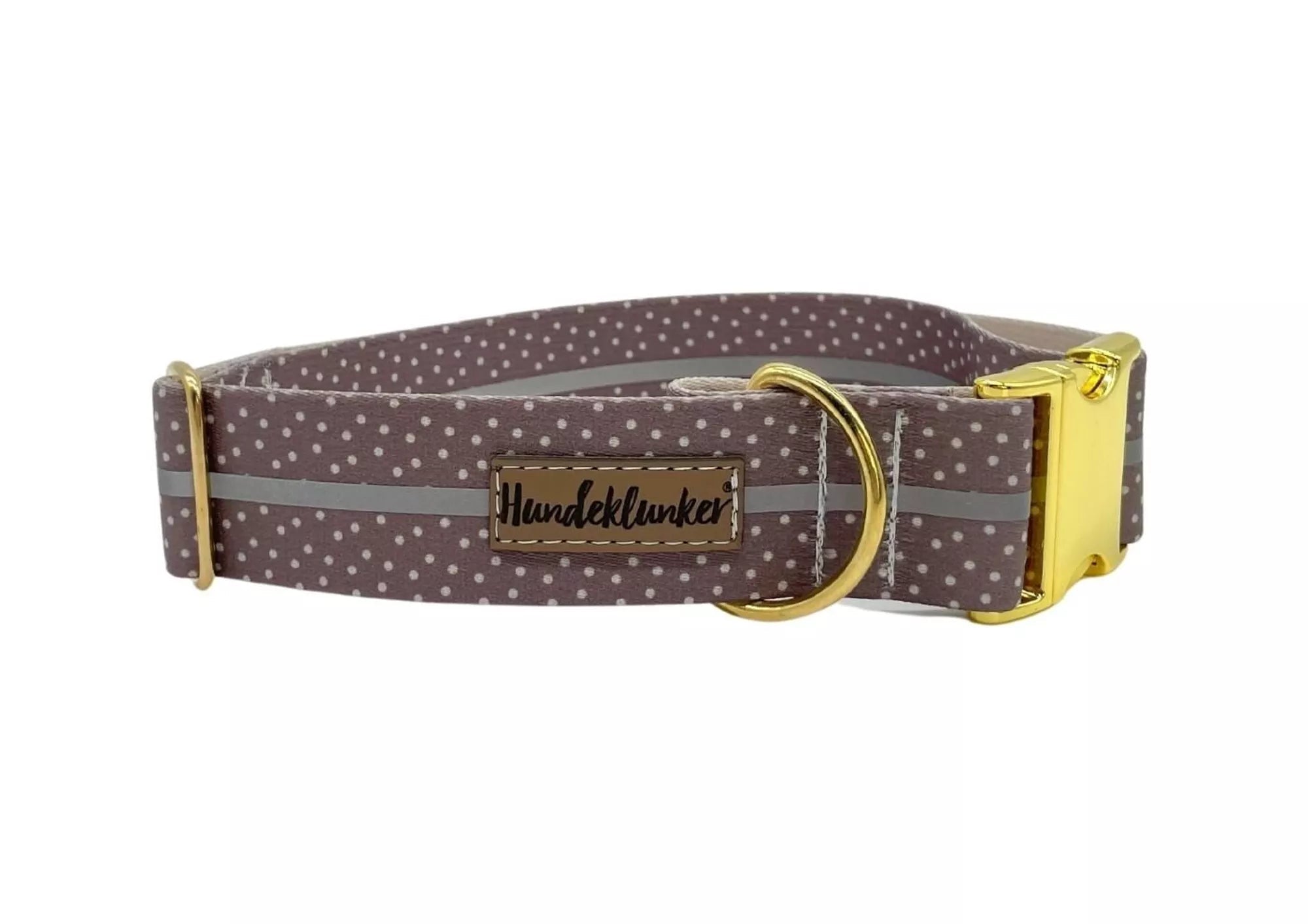 Reflektor - Halsband Cappuccino – vegan &amp; handgemacht - Pfotenlieblinge
