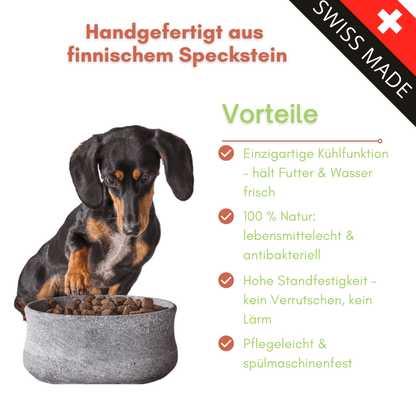 ROCKY Naturstein - Napf – selbstkühlend, stilvoll &amp; massiv - Pfotenlieblinge