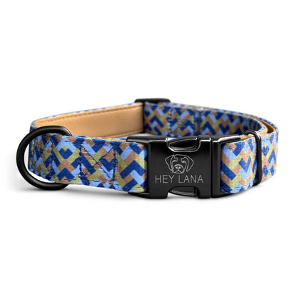 Set Hundehalsband, Leine und Geschirr - Mocca/Blau - Pfotenlieblinge