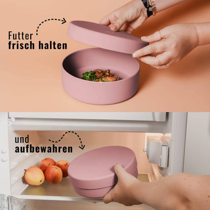 Silikonnapf mit Deckel für Hunde – hygienisch &amp; barftauglich - Flokido