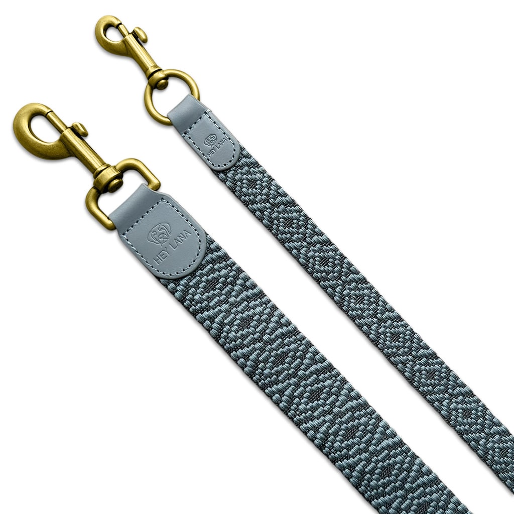 Sparset: Halsband &amp; Leine in Anthrazit/Eisblau - Pfotenlieblinge