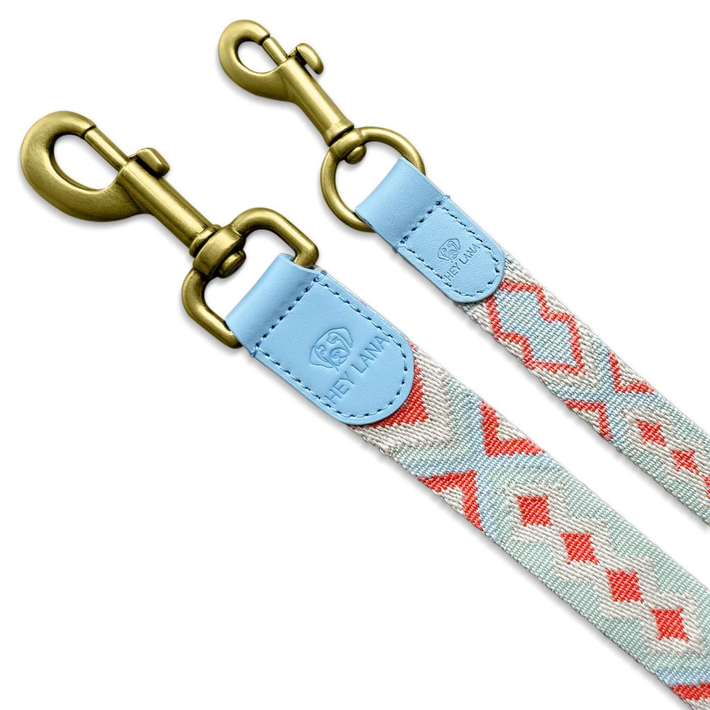 Sparset: Halsband &amp; Leine in Coral/Blau - Pfotenlieblinge