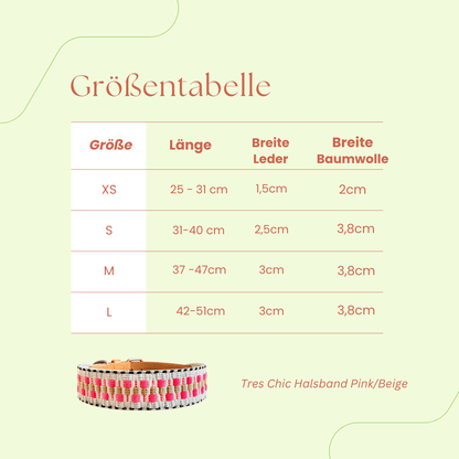 Sparset: Halsband &amp; Leine in Pink/Beige - Pfotenlieblinge
