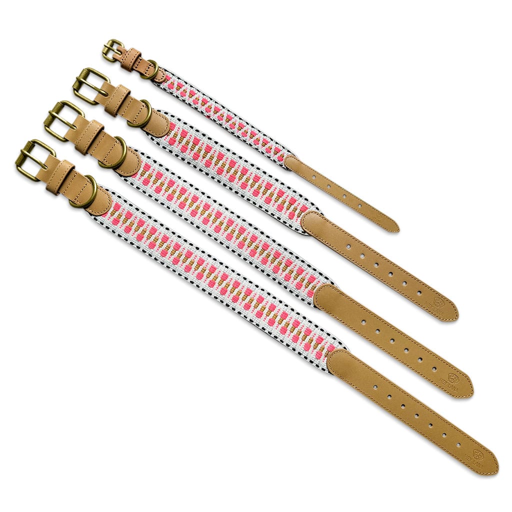 Sparset: Halsband &amp; Leine in Pink/Beige - Pfotenlieblinge