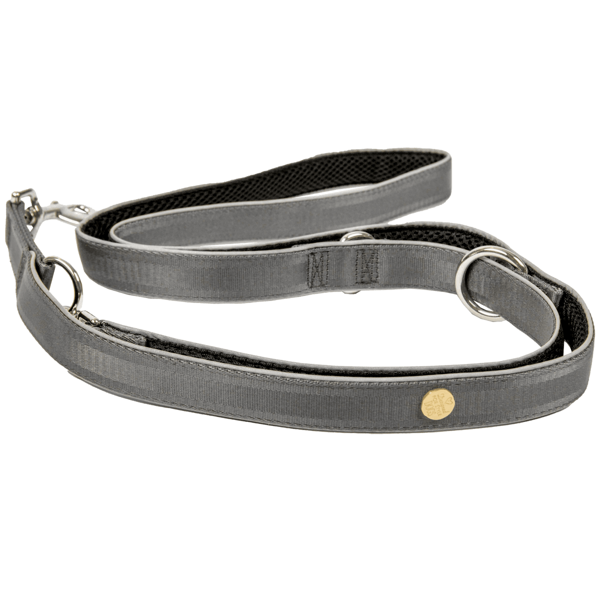 StyleSnout® Führleine Silver - Black – gepolstert, reflektierend &amp; mehrfach verstellbar - Pfotenlieblinge