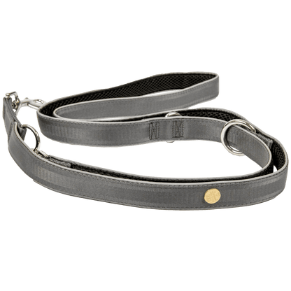 StyleSnout® Führleine Silver - Black – gepolstert, reflektierend &amp; mehrfach verstellbar - Pfotenlieblinge