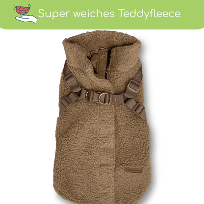 Teddyfleece-Hundemantel – Warm &amp; Kuschelig mit Integriertem Geschirr - Flokido
