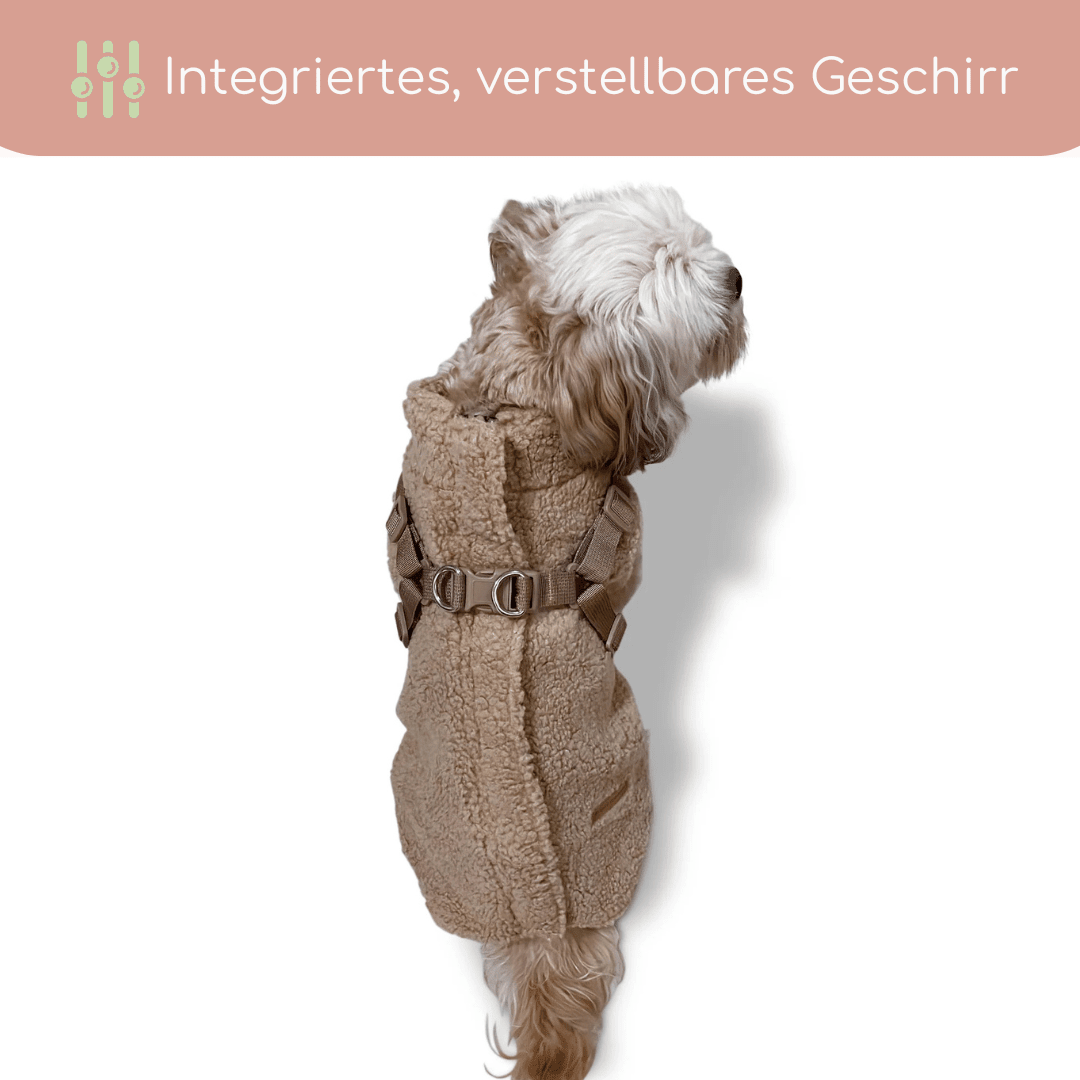 Teddyfleece-Hundemantel – Warm &amp; Kuschelig mit Integriertem Geschirr - Flokido