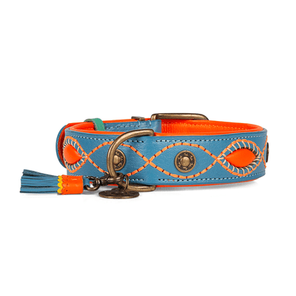 Urban Jones Lederhalsband Braun/Türkis – Handgefertigter Stil &amp; Premium - Leder - Pfotenlieblinge